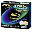 TDK �^��p�u���[���C�f�B�X�N BD-R DL 50GB 1-4�{���Ή� �z���C�g���C�h�v�����^�u�� 10������ 5mm�P�[�X BRV50PWB10S