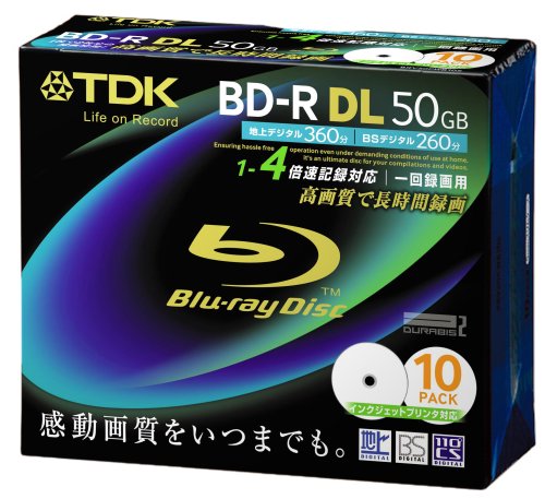 TDK �^��p�u���[���C�f�B�X�N BD-R DL 50GB 1-4�{���Ή� �z���C�g���C�h�v�����^�u�� 10������ 5mm�P�[�X BRV50PWB10S TDK (9���̊��z) 5,580