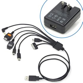�yAmazon����z 7in1�X�[�p�[�}���`USB�P�[�u�� USBAC�A�_�v�^�Z�b�g RCG-U7SPBK+AC