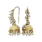 White Gold Plated Gold Plated Pearl Traditional Jhumki Earring
