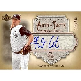 �y�M�����b�g�@�A�g�L���X�z MLB 2006 Upper Deck Artifacts Auto-Facts Signatures 800������I(174/800) / Garrett Atkins