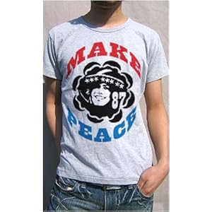 【クリックで詳細表示】POPデザイン ロゴデザインTシャツ フラワームーブメントテイスト MAKE PEACE