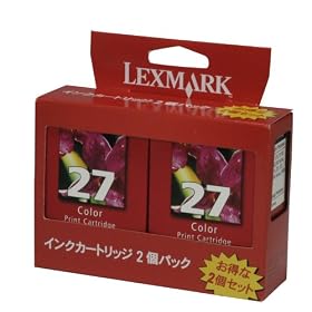 Lexmark 10N0581 27 �J���[�J�[�g���b�W(�G�R�m�~�[) 2�p�b�N 10N0581