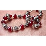 Red Enamel Oxidised Silver Glass Fashion Necklace