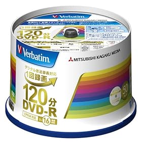 �O�H���w���f�B�A Verbatim DVD-R(CPRM) 1��^��p 120�� 1-16�{�� �X�s���h���P�[�X 50���p�b�N ���C�h����Ή� �z���C�g���[�x�� VHR12JP50V4