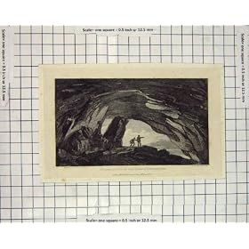 Antique Engraving Peak Derbyshire 1820 Cave Rocks