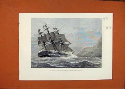  アメリカのフリゲート艦の Swanage の港 C1879 ロンドンのニュースの印刷物