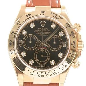 ロレックス Ref.116518G デイトナ YG金無垢 コスモグラフ 8Pダイヤ クロコレザー ブラウン/ブラック メンズ