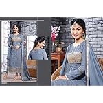 Grey Georgette Dress Material With Dupatta