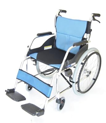 新発売【デライト】 アクアブルー 上質でスタイリッシュな車椅子【軽量】【自走式】【アルミ】【車椅子】【ノーパンクタイヤ】【駐車&介助ブレーキ付き】【折りたたみ式】【背折れ】【車イス】【D101-AB】【送料無料】