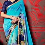 multi designer georgette saree with banglore silk blouse