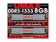 UMAX DDR3-1333(4GB*2)Kit CL9 1.5V DDR3-1333 2���g �f�X�N�g�b�v�p 240pin U-DIMM Cetus DCDDR3-8GB-1333