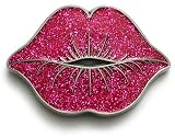  Hot Lips Belt Buckle Graffiti Brand Pink Glitter