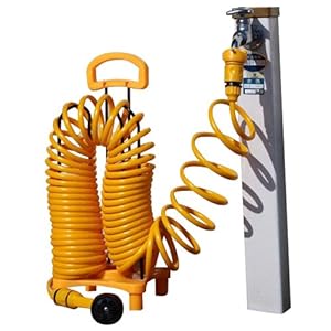 【クリックで詳細表示】菜菜畑ガーデンコイルホーススタンド付 F6239・イエロー 0129ak