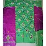 Bandhej Satin Dress Material With Dupatta