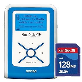 SanDisk �f�W�^���I�[�f�B�I�v���[���[ sansa e100 512MB �u���[ SD�J�[�h128MB�t SDMX2-512B-J65A-S