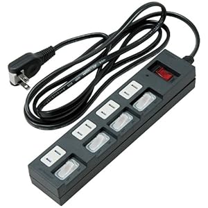 【クリックで詳細表示】ヤザワ 個別・集中スイッチ付節電タップ4個口2m黒 HBKS452BK