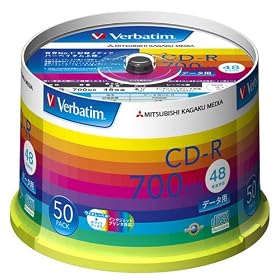 �O�H���w���f�B�A Verbatim CD-R 700MB 1��L�^�p 48�{�� �X�s���h���P�[�X 50���p�b�N ���C�h����Ή� �z���C�g���[�x�� SR80SP50V1