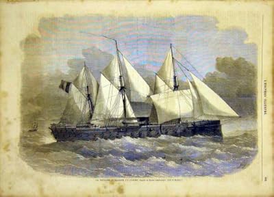  戦争のフリゲート艦の船の Gloire のフランス人の印刷物 1865 の海軍