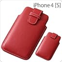 iPhone4/4S スリーブタイプレザージャケット/レッド