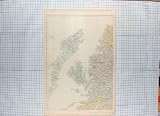  ANTIQUE MAP 1881 NORTH WEST SCOTLAND SKYE RUM EIG