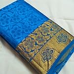 Blue Embossed Floral Tassar Silk Saree with Blouse (AC002)