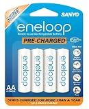  SANYO eneloop 4 Pack AA NiMH Pre-Charged Rechargeable Batteries