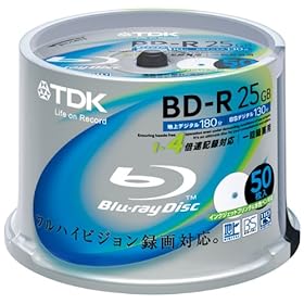 TDK �^��p�u���[���C�f�B�X�N BD-R 25GB 1-4�{�� �z���C�g���C�h�v�����^�u�� 50���X�s���h�� BRV25PWB50PK