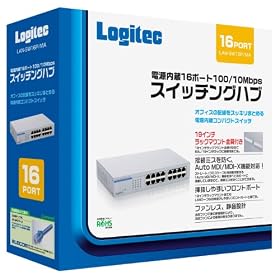 ELECOM 100�x�[�X�Ή��X�C�b�`���O�n�u LAN-SW16P/MA