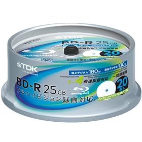 TDK �^��p�u���[���C�f�B�X�N BD-R 25GB 1-4�{�� �z���C�g���C�h�v�����^�u�� 20���X�s���h�� BRV25PWB20PK
