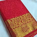 Red Embossed Floral Tassar Silk Saree with Blouse(AC002)