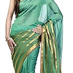 Green Banarasi Cotton Silk Saree With blouse piece
