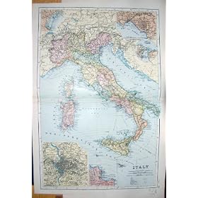 BACON MAP 1894 ITALY PLAN ROME PALERMO MESSINA NAPLES