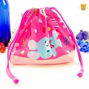 【クリックで詳細表示】ごきげんランチの巾着(中サイズ)・マチ付きお弁当袋 うさちゃん、ハロー♪ 日本製 N3425800