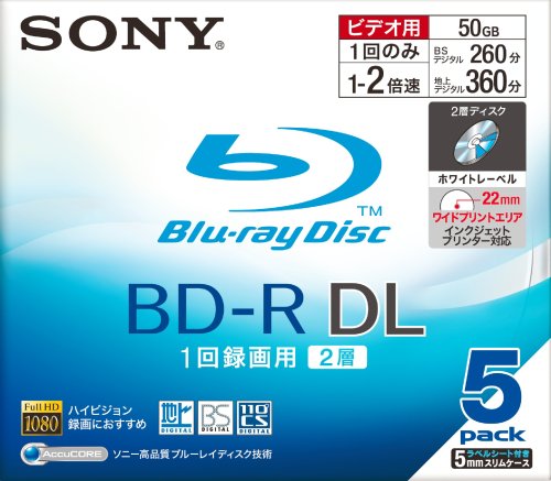 �\�j�[ �u���[���C�f�B�X�N �^��p�ǋL�^ BD-R 260�� 50GB �Ж�2�w 2�{�� ���C�h�v�����g�G���A�̗p 5���p�b�N 5BNR2VBPS2 �\�j�[ (1���̊��z) 3,080