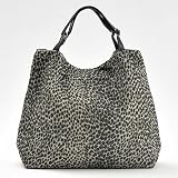  (ティーリサ)tee lisa ラバー圧着 レオパード プリント リネン× レザー トート バッグ ブラック フリーサイズ