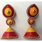 Red yellow grand jhumka
