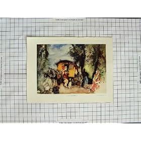C1790-C1930 Colour Plate Gipsy Encampment Horses Waggon