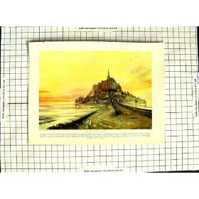 C1790-C1900 Abbey Mont St. Michel France Colour Print