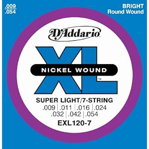 【クリックでお店のこの商品のページへ】D’Addario ダダリオ エレキギター弦 Nickel EXL120-7 Super Light 7-string [.009-.054]