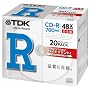 TDK CD-R 700MB 48X �z���C�g���C�h�v�����^�u�� ���{�� 20�� 5mm�P�[�X���� CD-R80PWDX20B