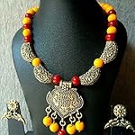 Ethnic necklace set With antique gold pendant
