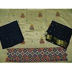 Off-white Bandhej Silk Cotton Dress Material With Dupatta