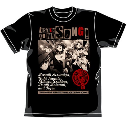  涼宮ハルヒの憂鬱 SOS団ライブTシャツ ブラック:XL