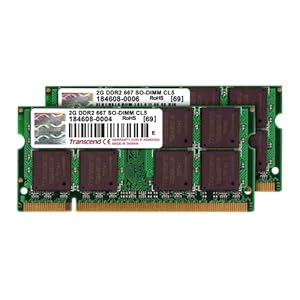 Transcend JetRam ノートPC用増設メモリ PC2-5300(DDR2-667) 4GB KIT(2GB×2) 永久保証 JM667QSU-4GK