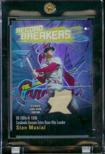  2003 Topps Chrome Stan Musial Record Breakers Refractor Game Jersey St Louis Cardinals Baseball Card - Mint Condition - In Protective Screwdown Case!