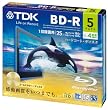 TDK �^��p�u���[���C�f�B�X�N BD-R 25GB 1-4�{�� �S�[���h�f�B�X�N 5���p�b�N 5mm�X�����P�[�X BRV25B5A