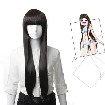 【cos-049-ブラック】大人気コスプレウィッグ★神様のメモ帳　アリス　耐熱★ファッション 高級 耐熱 ファイバー