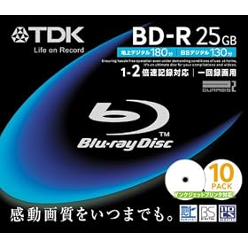 TDK �^��p�u���[���C�f�B�X�N 25GB BD-R(1��^��p) 2X �z���C�g���C�h�v�����^�u��