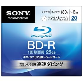 SONY �u���[���C�f�B�X�N �r�f�I�pBD-R �ǋL�^ �Ж�1�w25GB 6�{�� �v�����^�u�� 20��P 20BNR1VCPS6